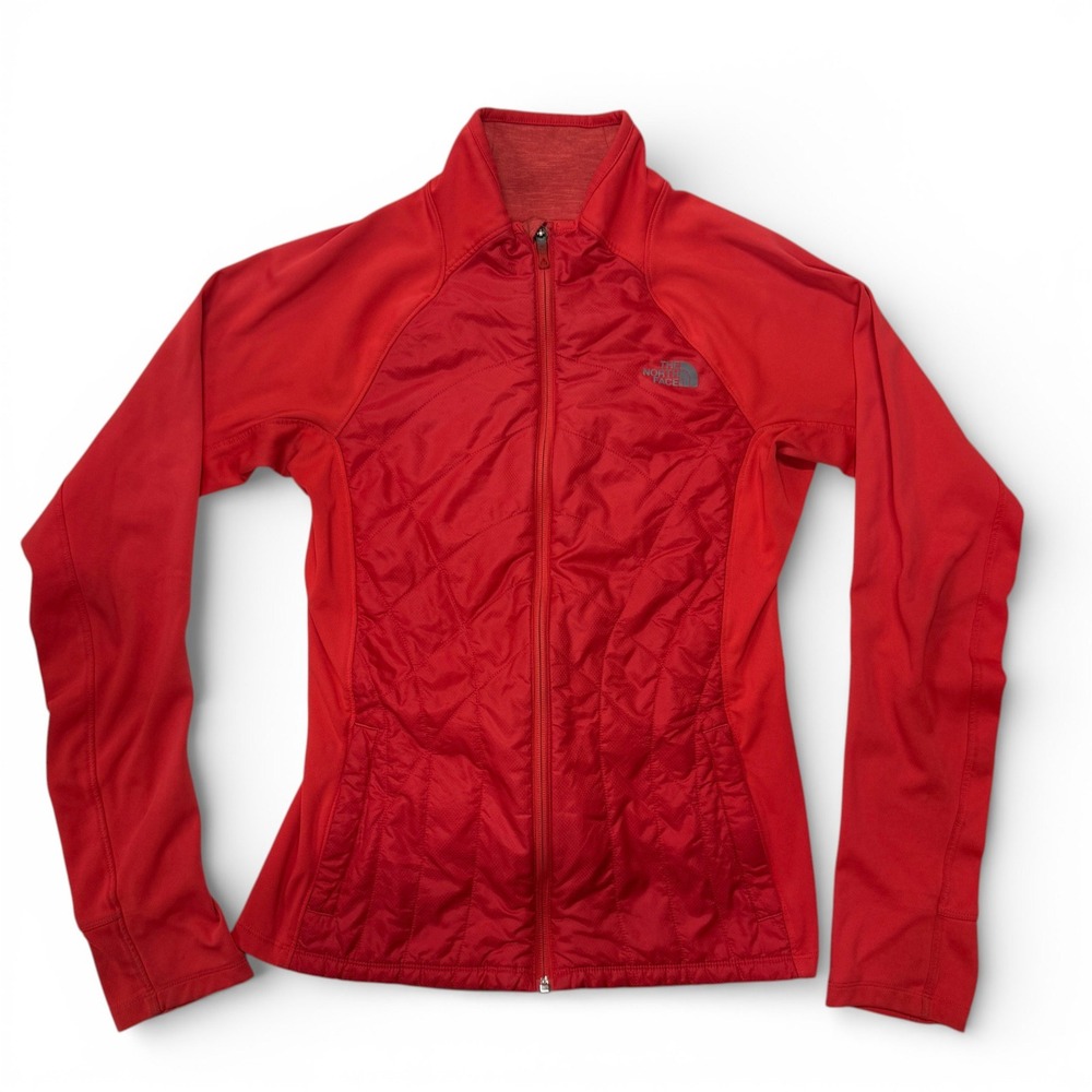 The North Face FlashDry Hybrid Quilted Full Zip Jacket Red Women Small Primaloft